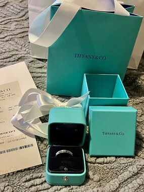 Tiffany & Co 1837 sterling silver band with sapphires